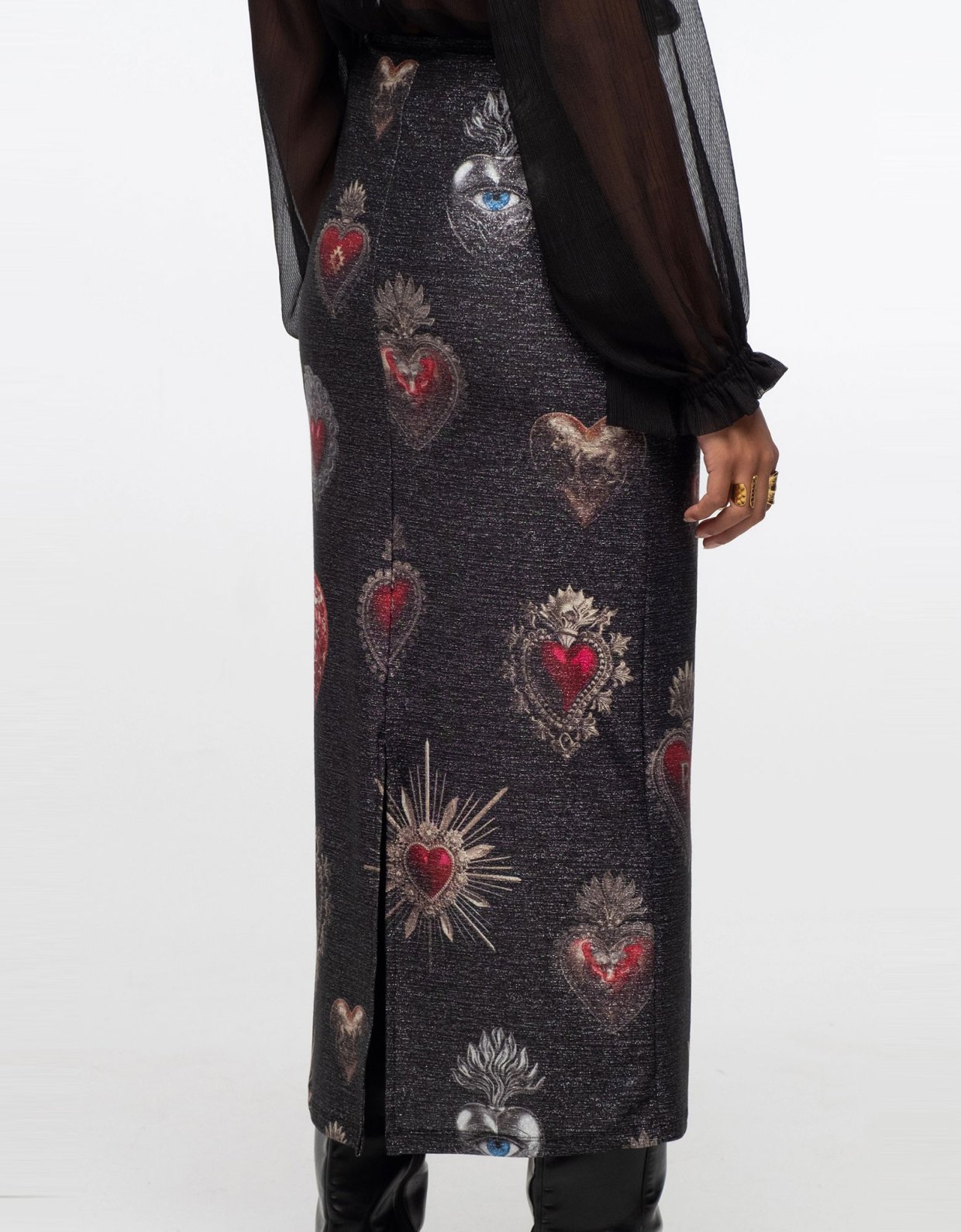 Peace and Chaos Elisium midi skirt lurex