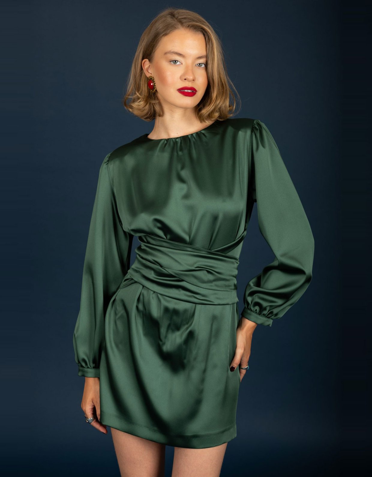 Chaton Ericka short dress green