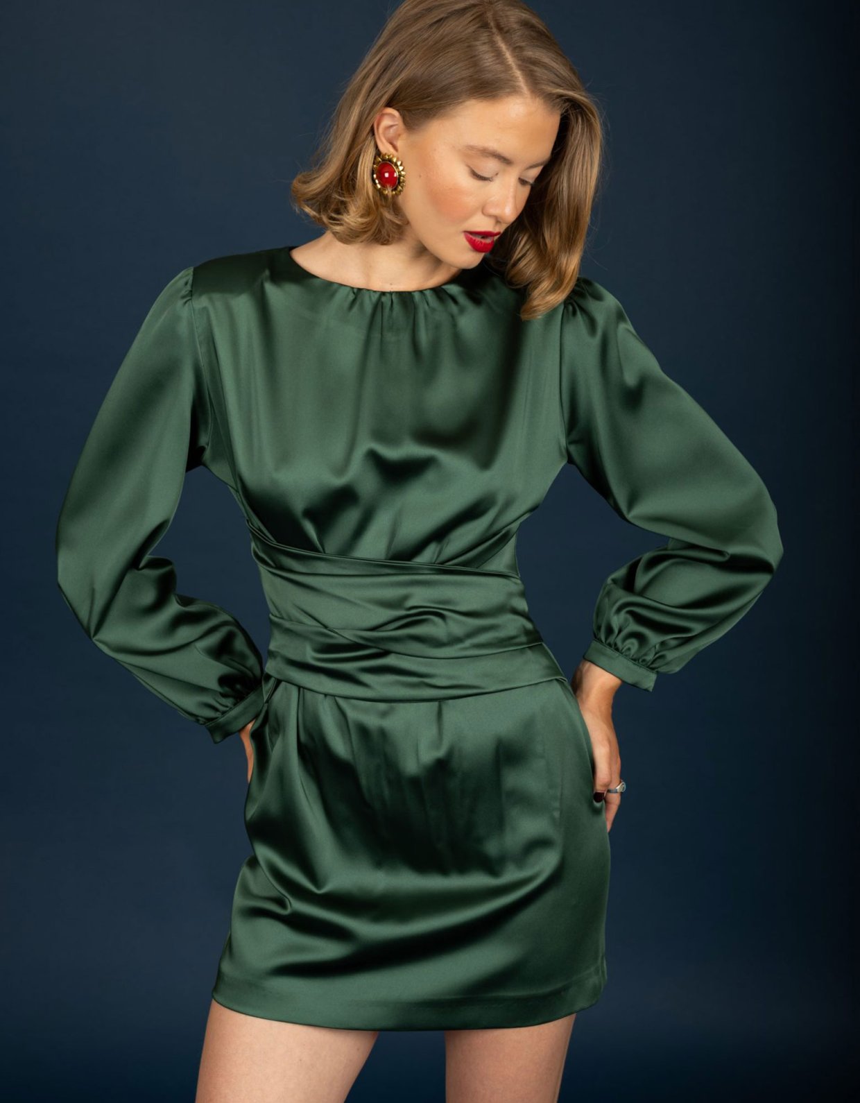 Chaton Ericka short dress green