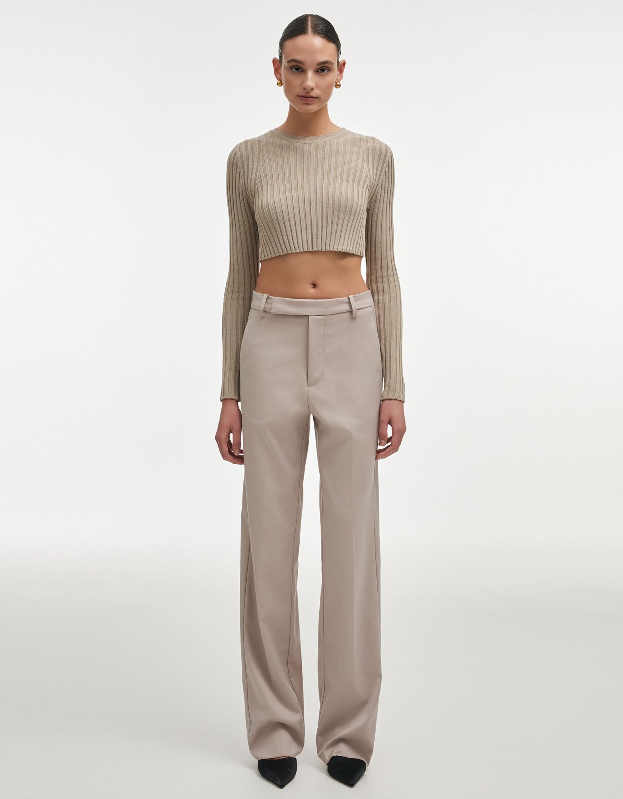 Nadia Rapti Femme knitted crop top grey