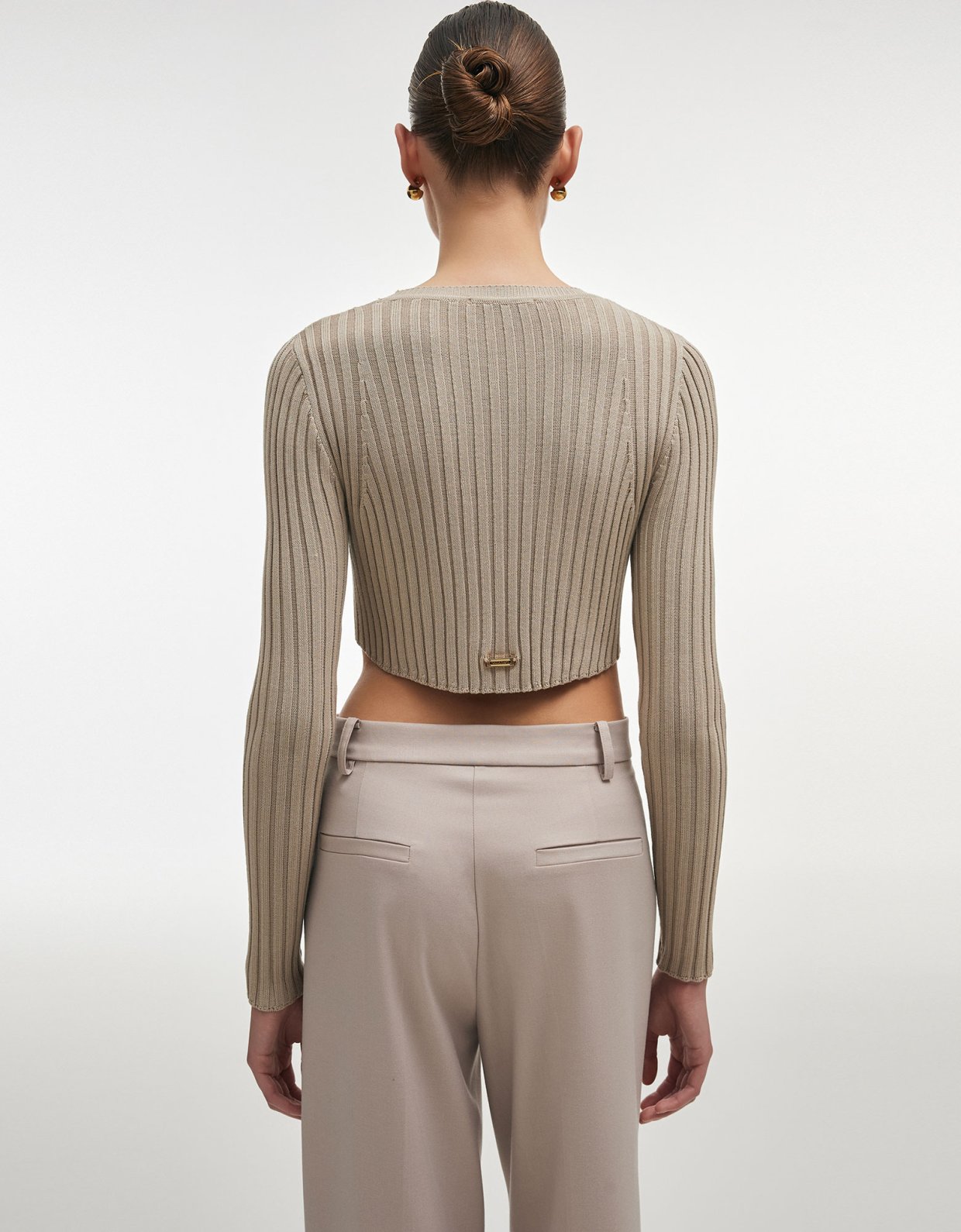 Nadia Rapti Femme knitted crop top grey