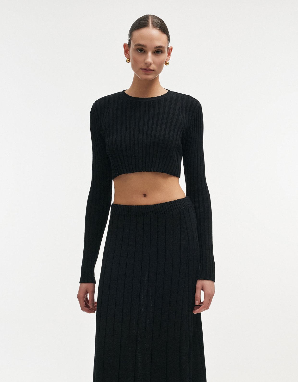 Nadia Rapti Femme knitted crop top black