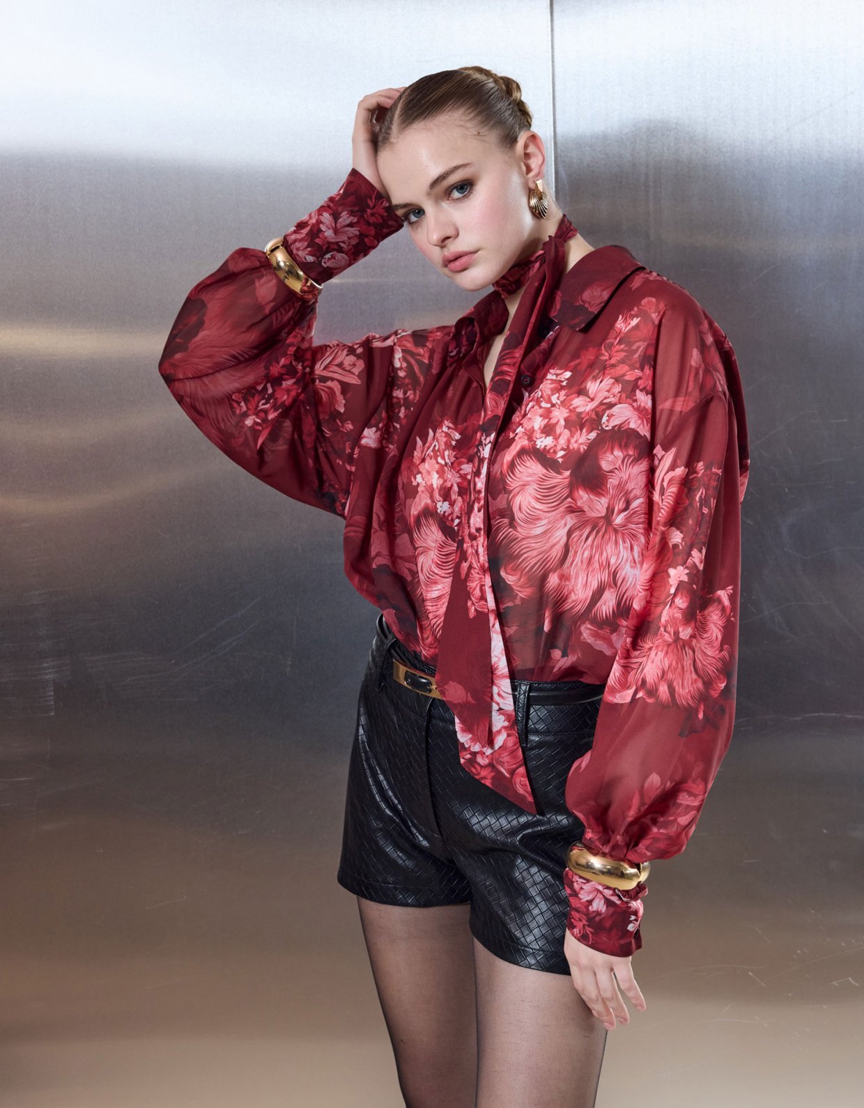 Ciel Concept Leather knots black shorts