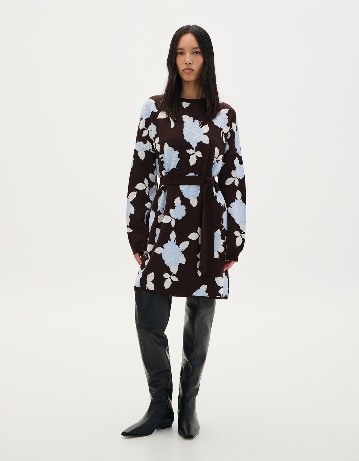 Combos Knitwear Floral printed knit mini dress