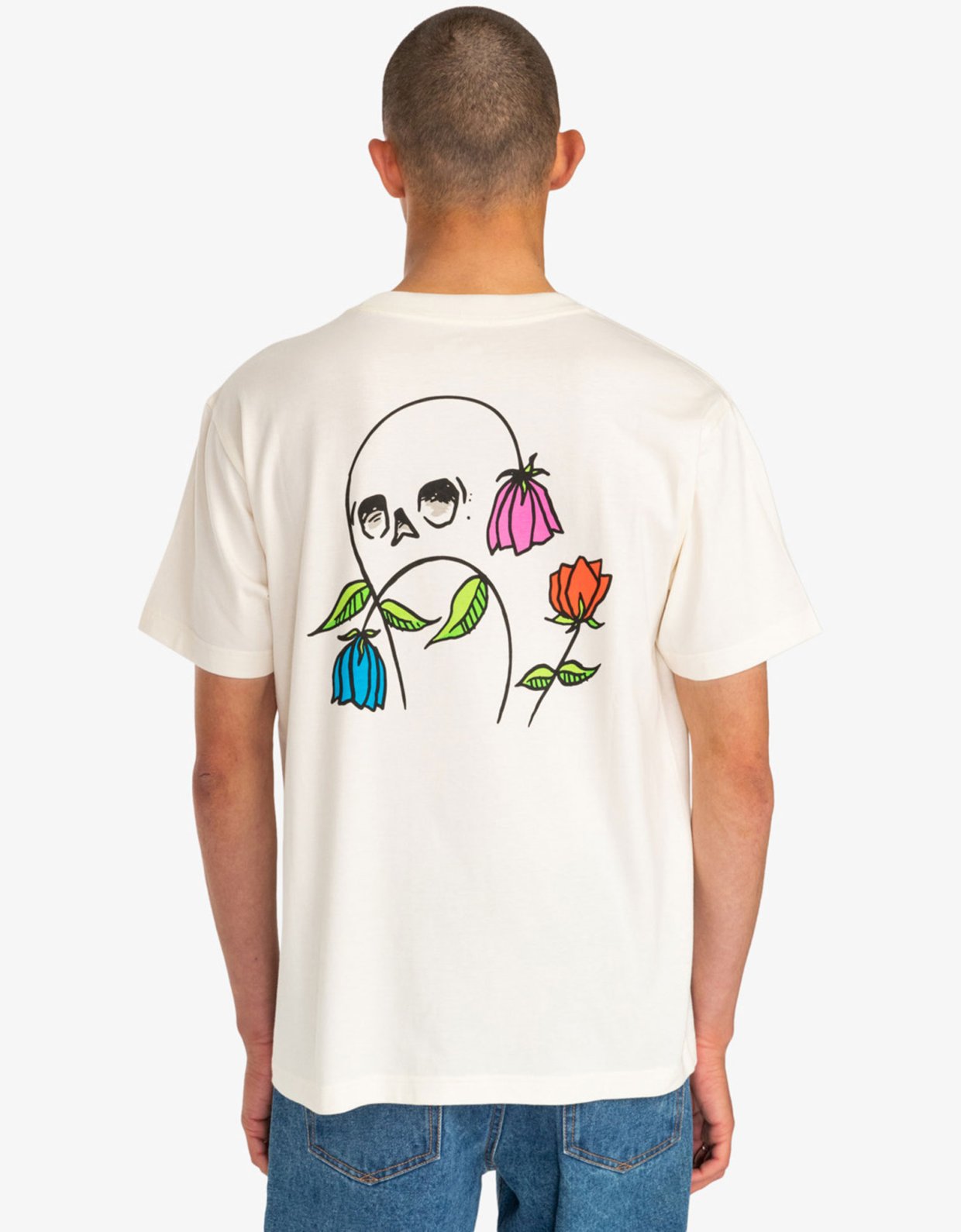 Rvca Flower skull tee white