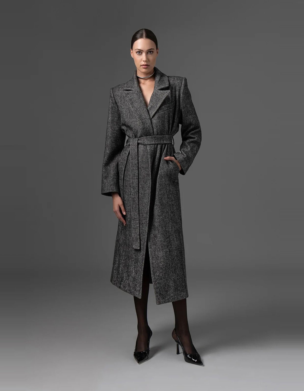 Foreveryoung Mariam oversized coat herringbone