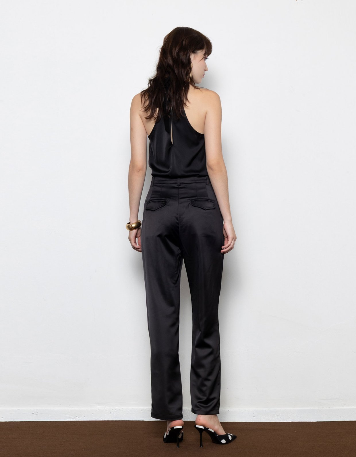Mallory the label Frankie satin pants black