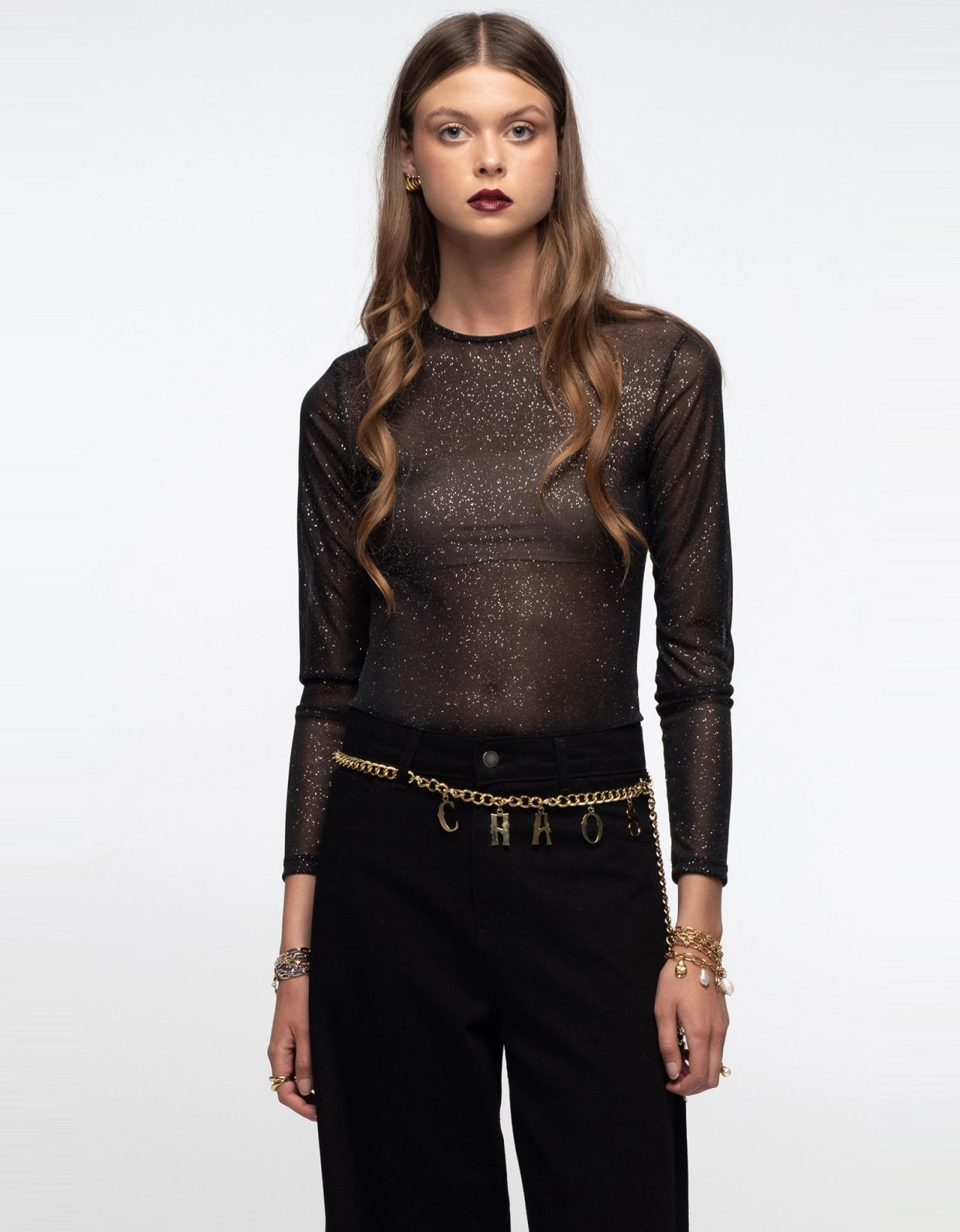 Peace and Chaos Glittering bodysuit