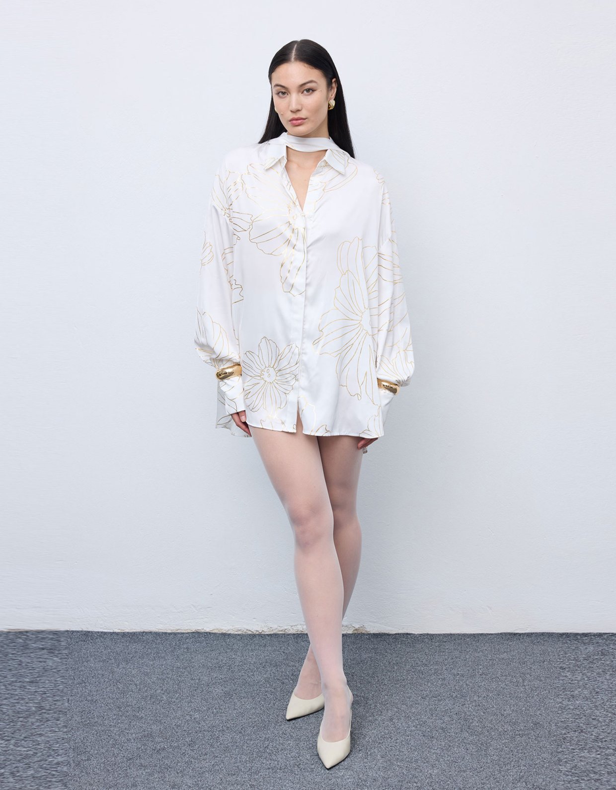 Ciel Concept Gold lines shirt white