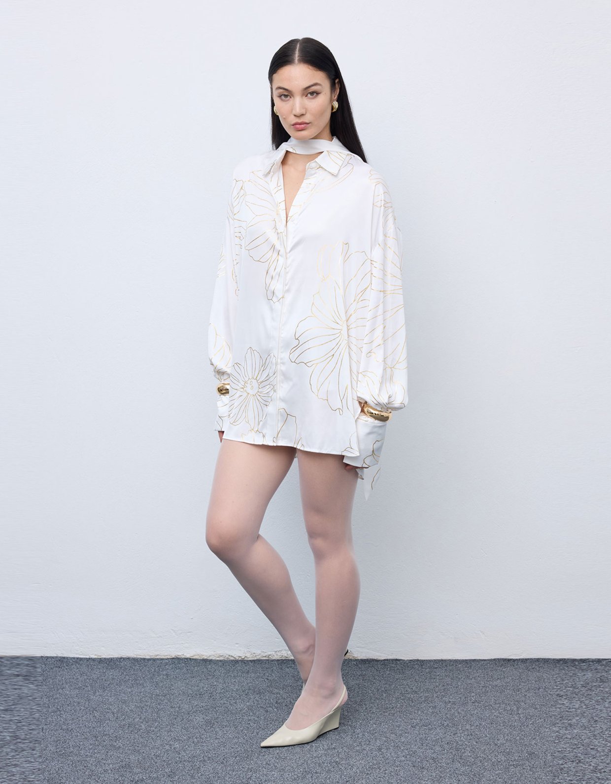 Ciel Concept Gold lines shirt white
