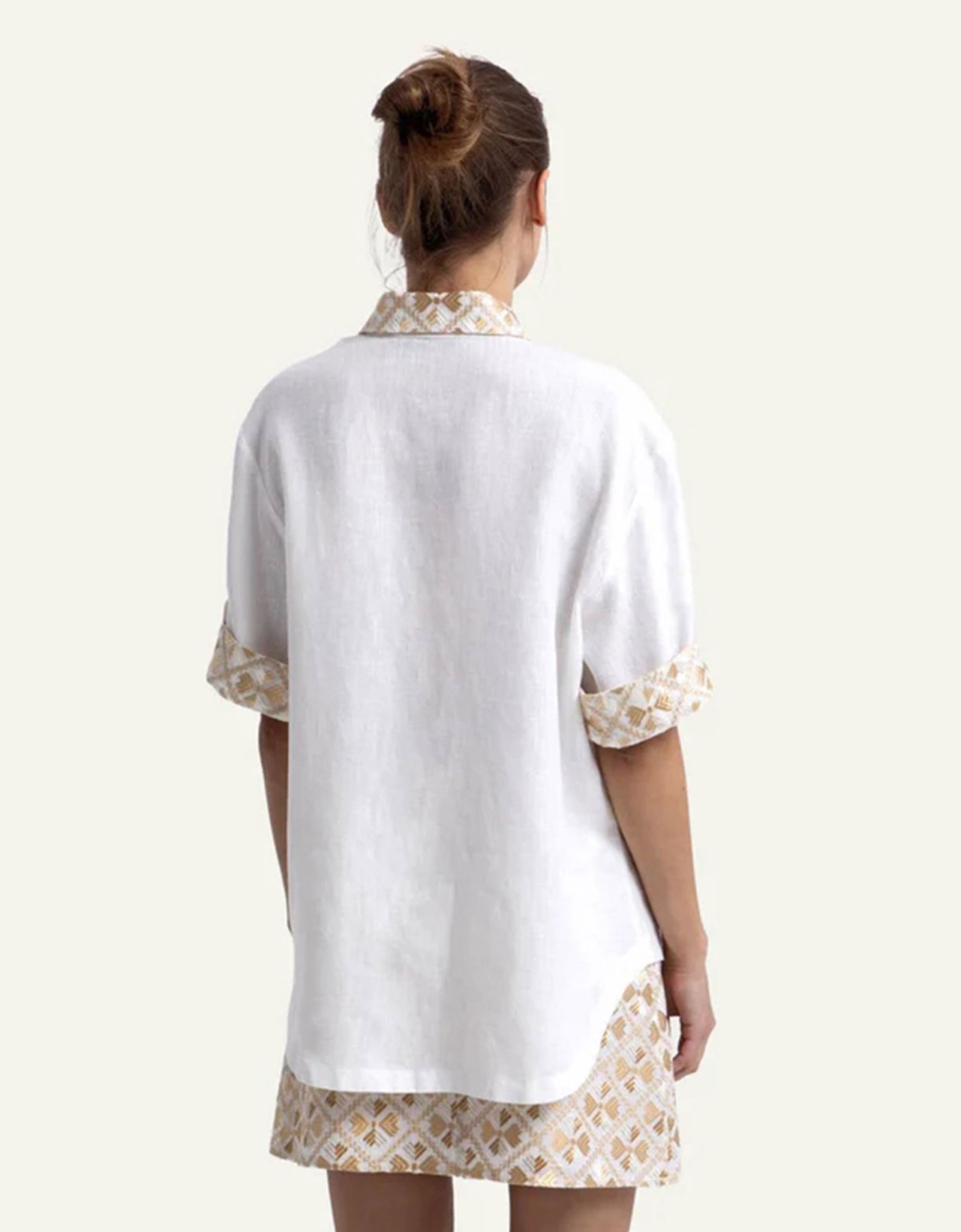 Greek Archaic Kori Flakes shirt white-gold champagne