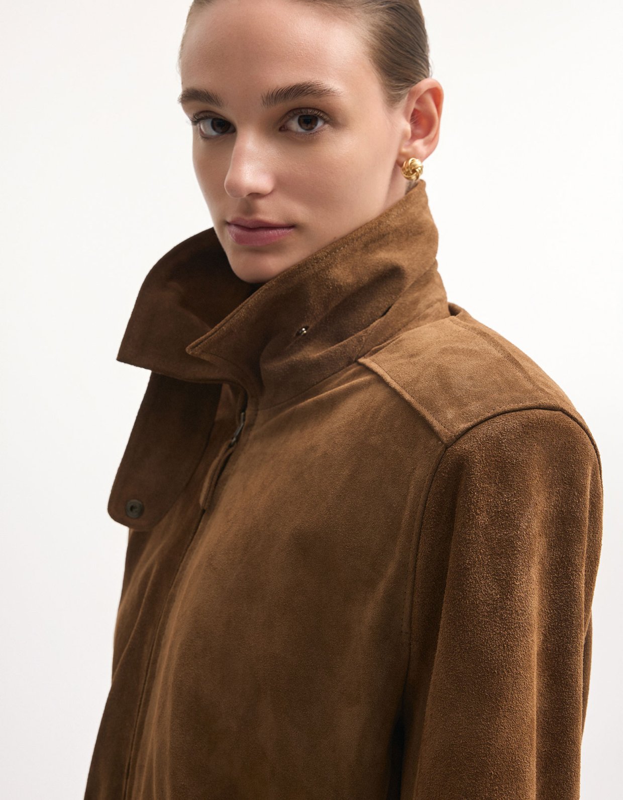 Nadia Rapti Guardian leather suede jacket brown