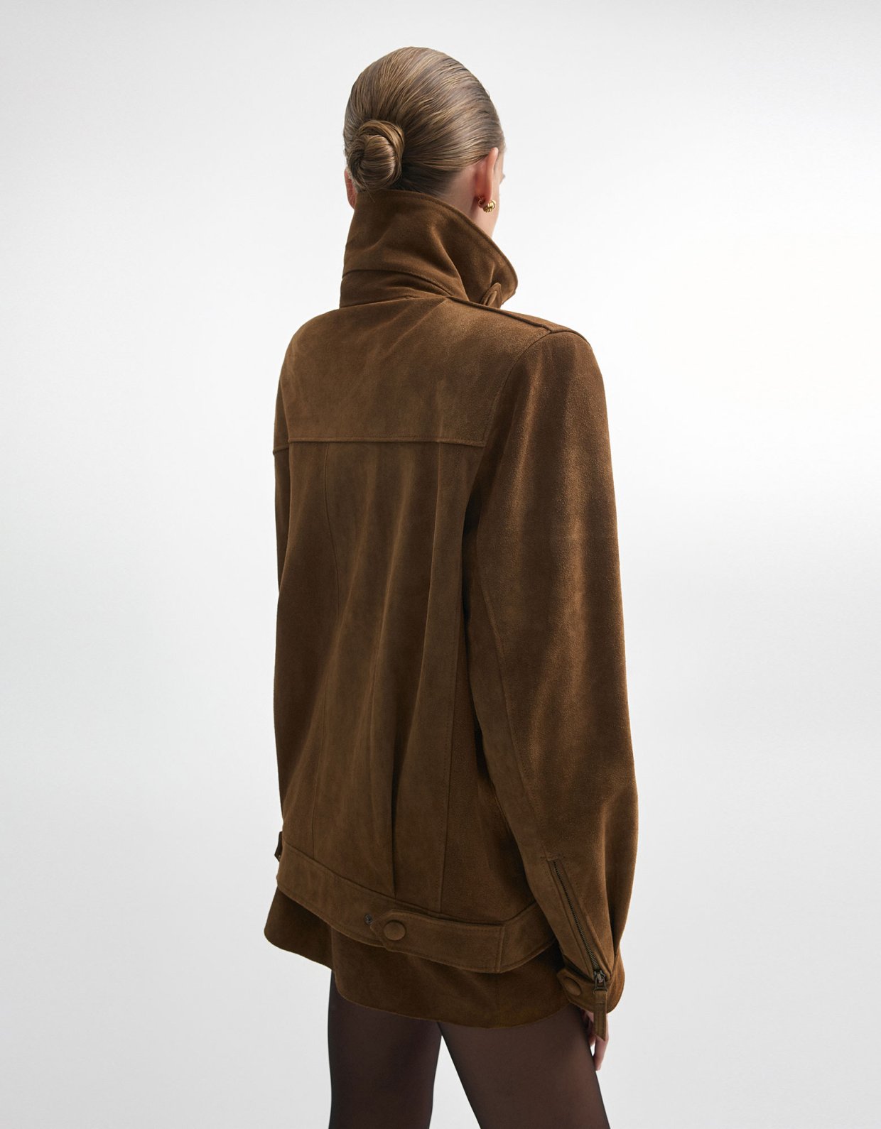 Nadia Rapti Guardian leather suede jacket brown