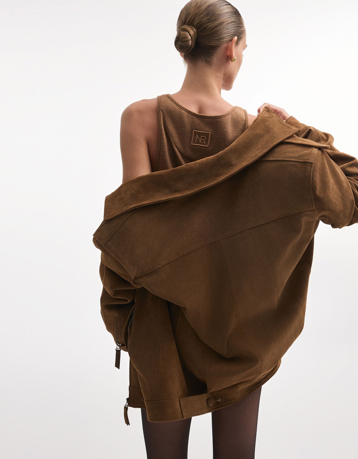 Nadia Rapti Guardian leather suede jacket brown