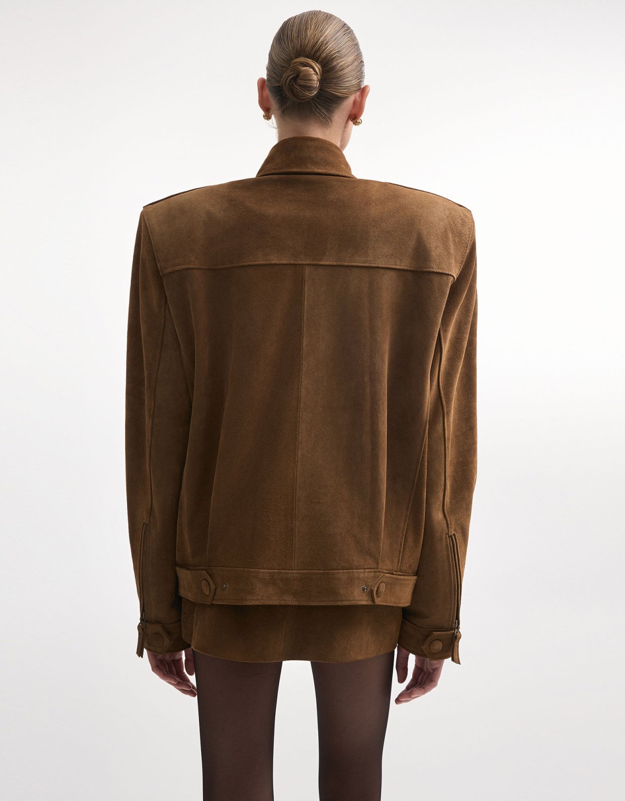 Nadia Rapti Guardian leather suede jacket brown