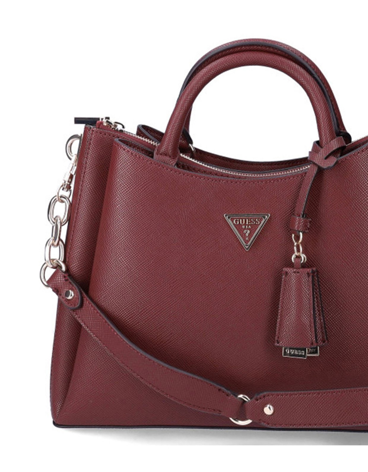 Guess Eco Gloriana saffiano handbag burgundy