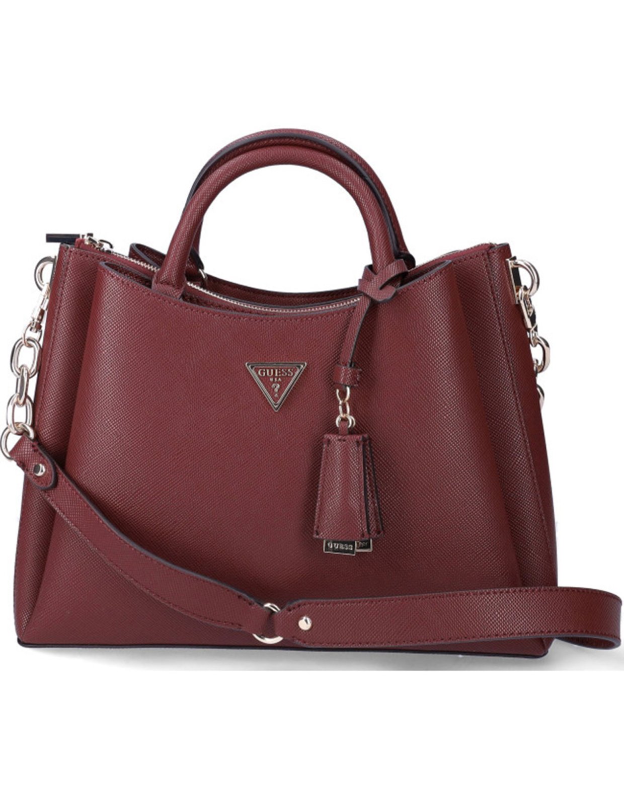 Guess Eco Gloriana saffiano handbag burgundy