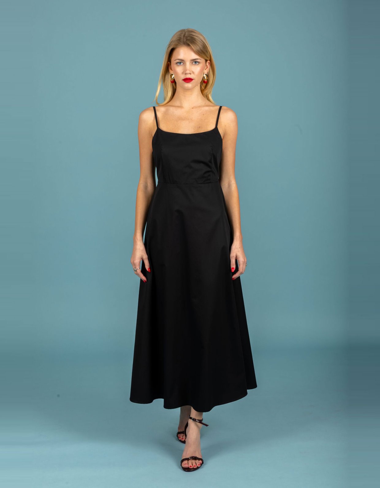 Chaton Hugo poplin dress jet black