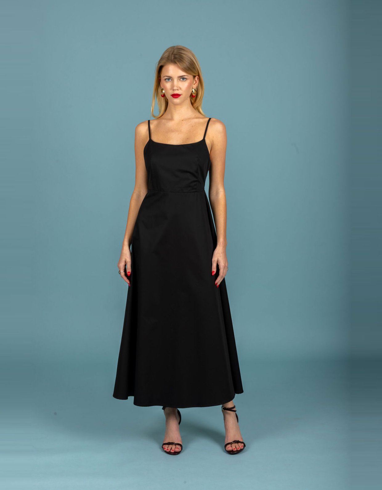 Chaton Hugo poplin dress jet black