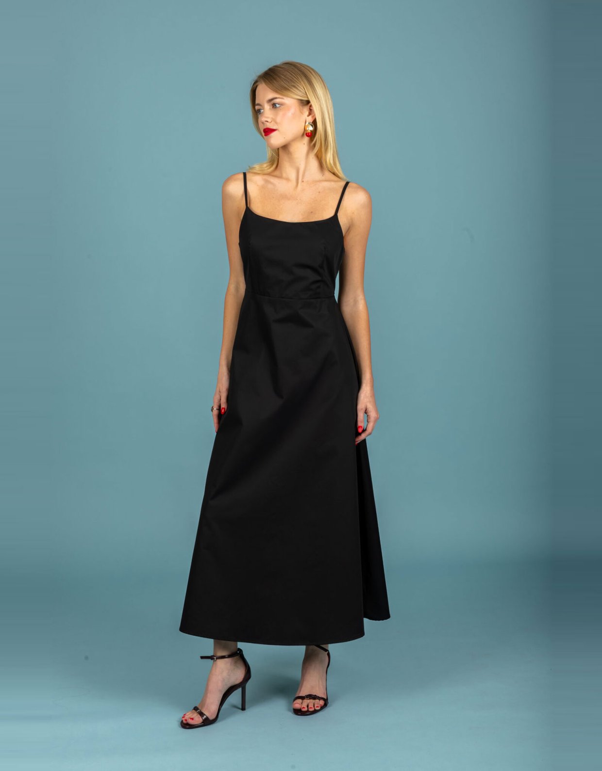 Chaton Hugo poplin dress jet black