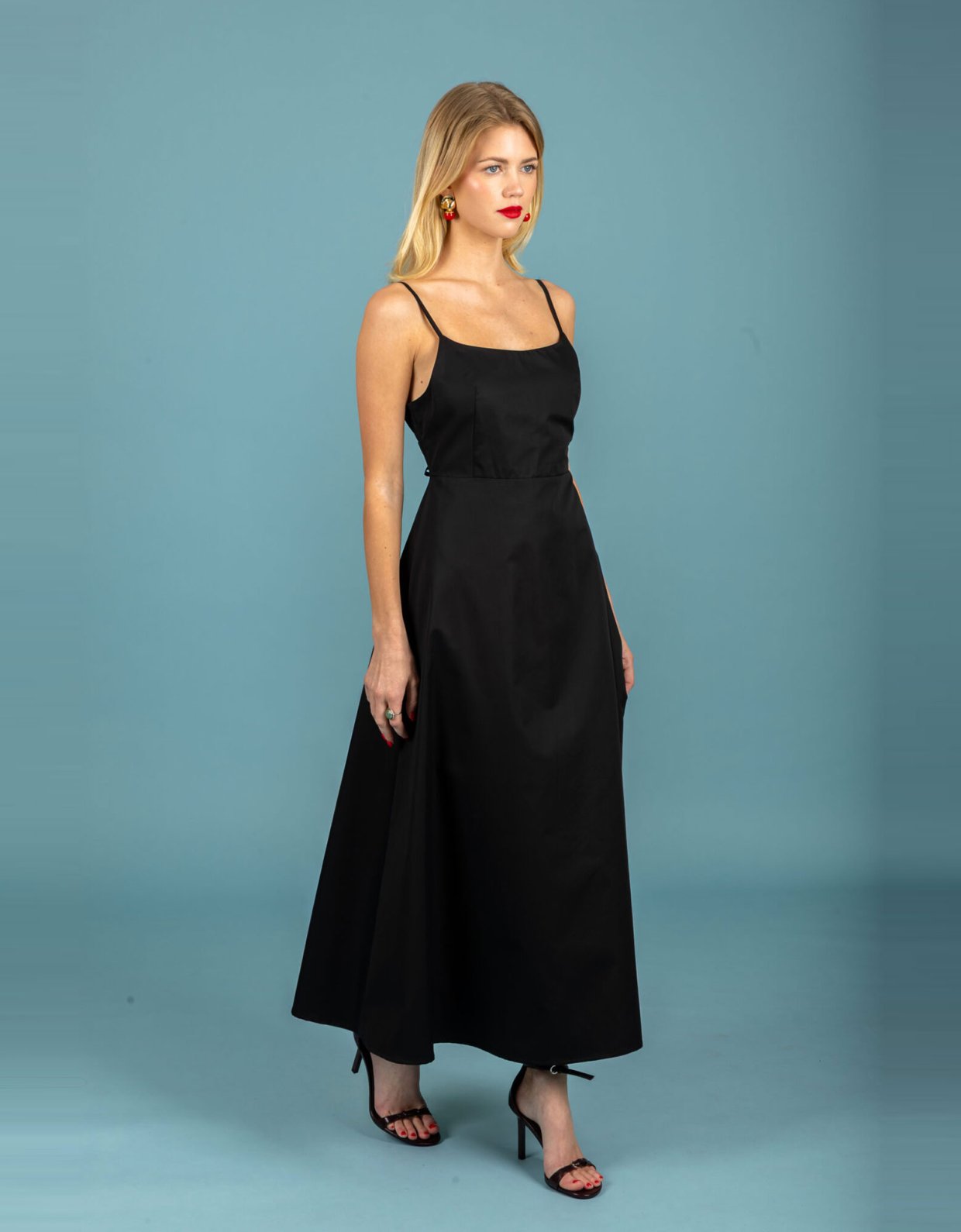 Chaton Hugo poplin dress jet black