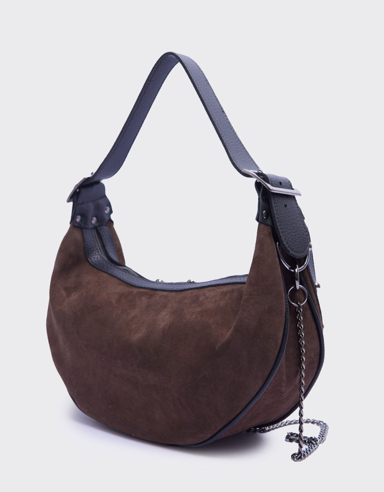 Elena Athanasiou Hype vegan baguette suede brown