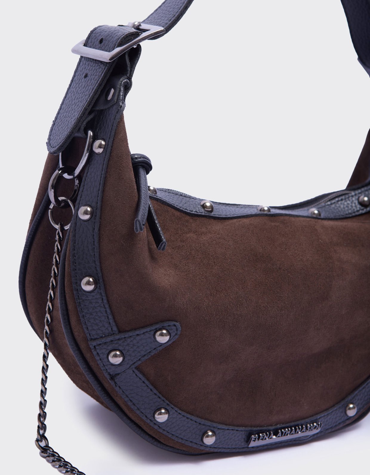 Elena Athanasiou Hype vegan baguette suede brown