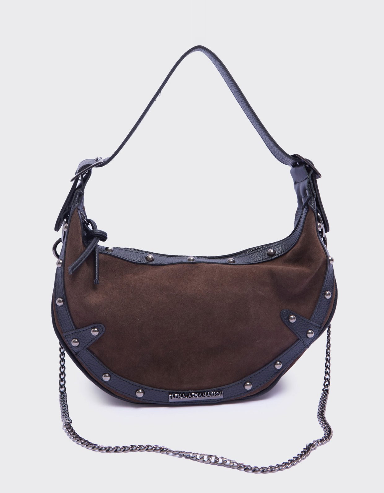 Elena Athanasiou Hype vegan baguette suede brown