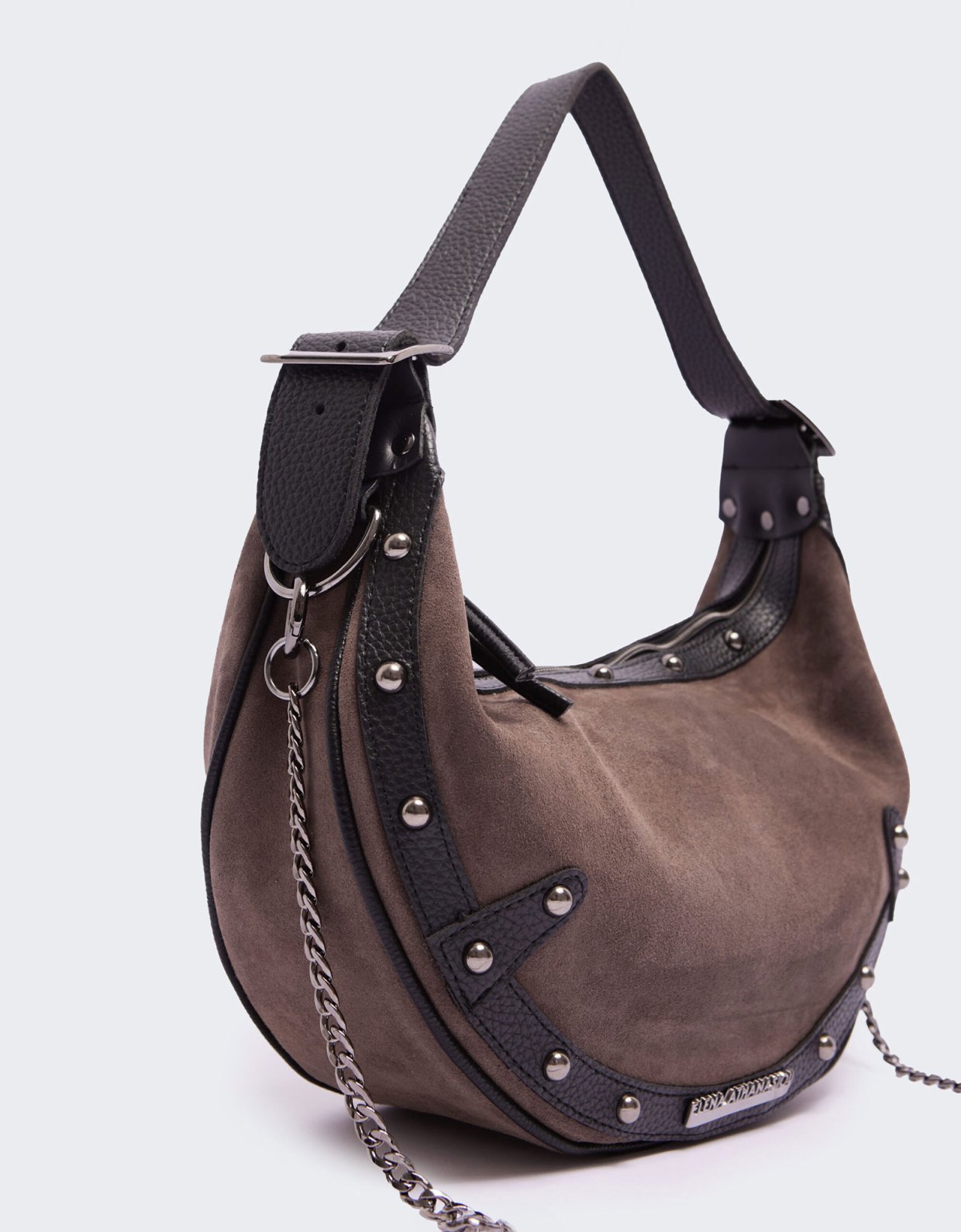 Elena Athanasiou Hype vegan baguette suede cacao