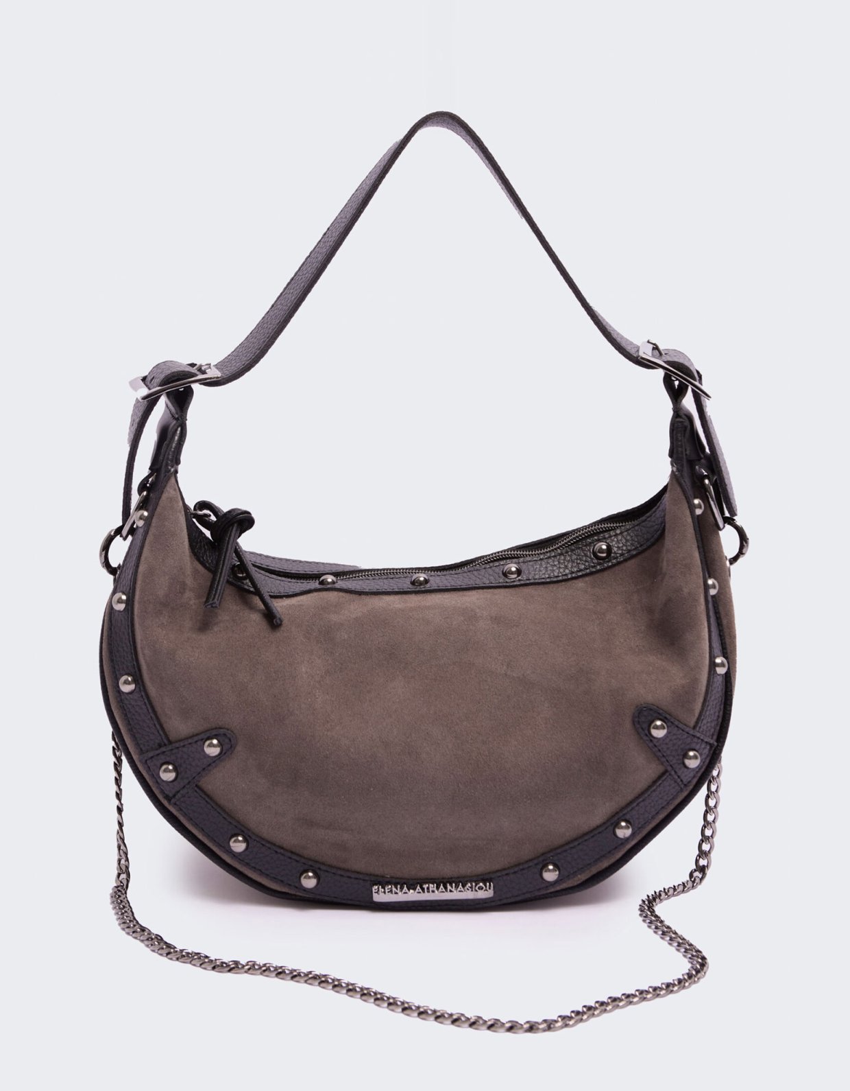 Elena Athanasiou Hype vegan baguette suede cacao