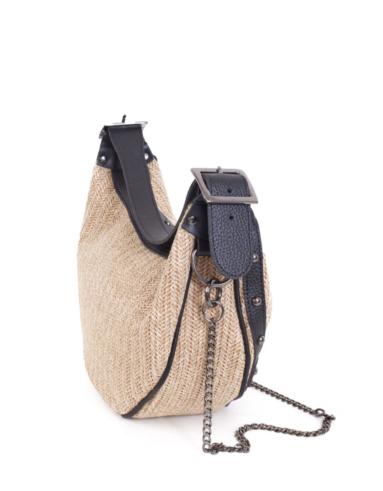 Elena Athanasiou Hype vegan baguette straw beige