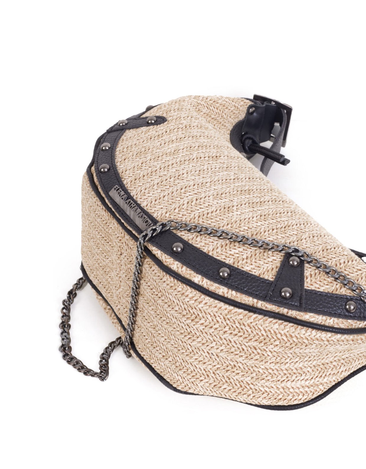 Elena Athanasiou Hype vegan baguette straw beige