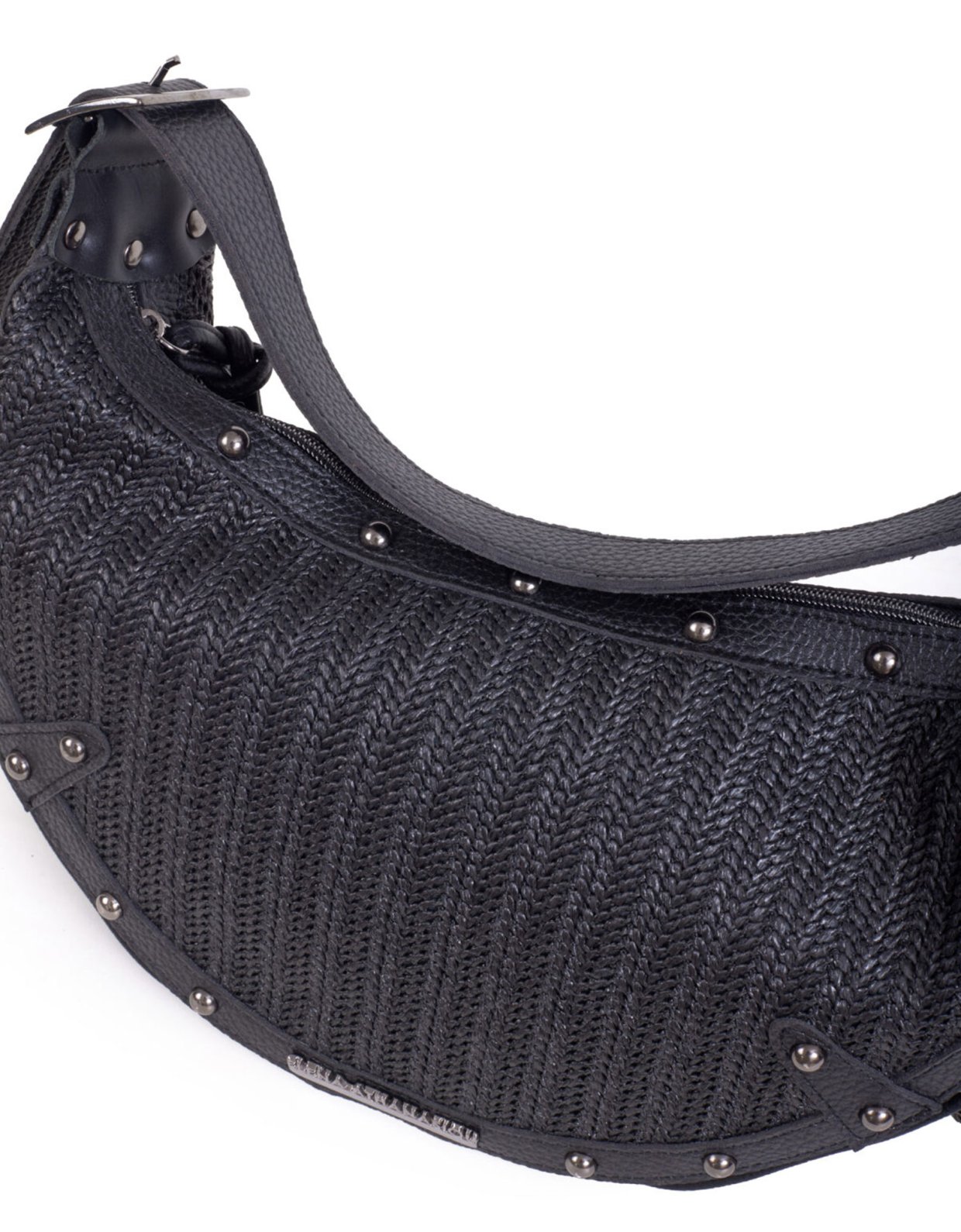 Elena Athanasiou Hype vegan baguette straw black