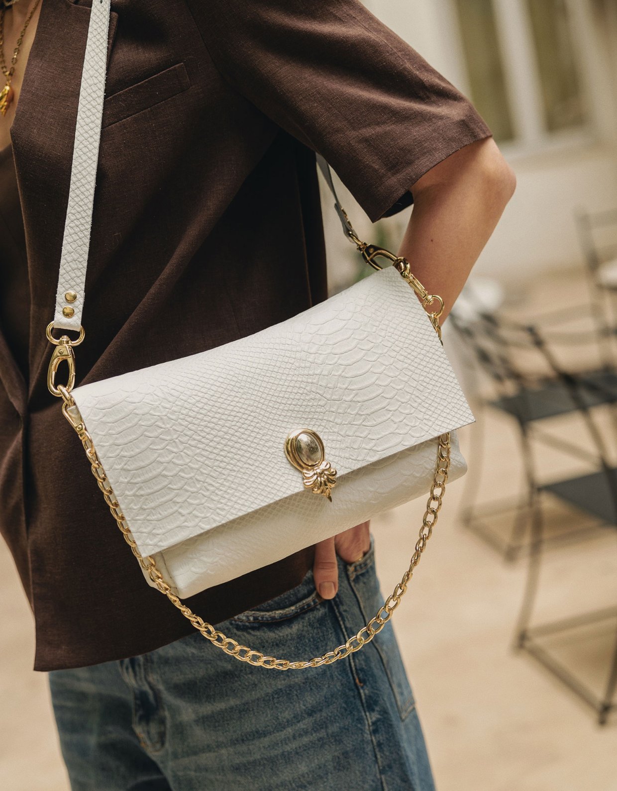 Individual Art Leather I turn to you bag off white-gold