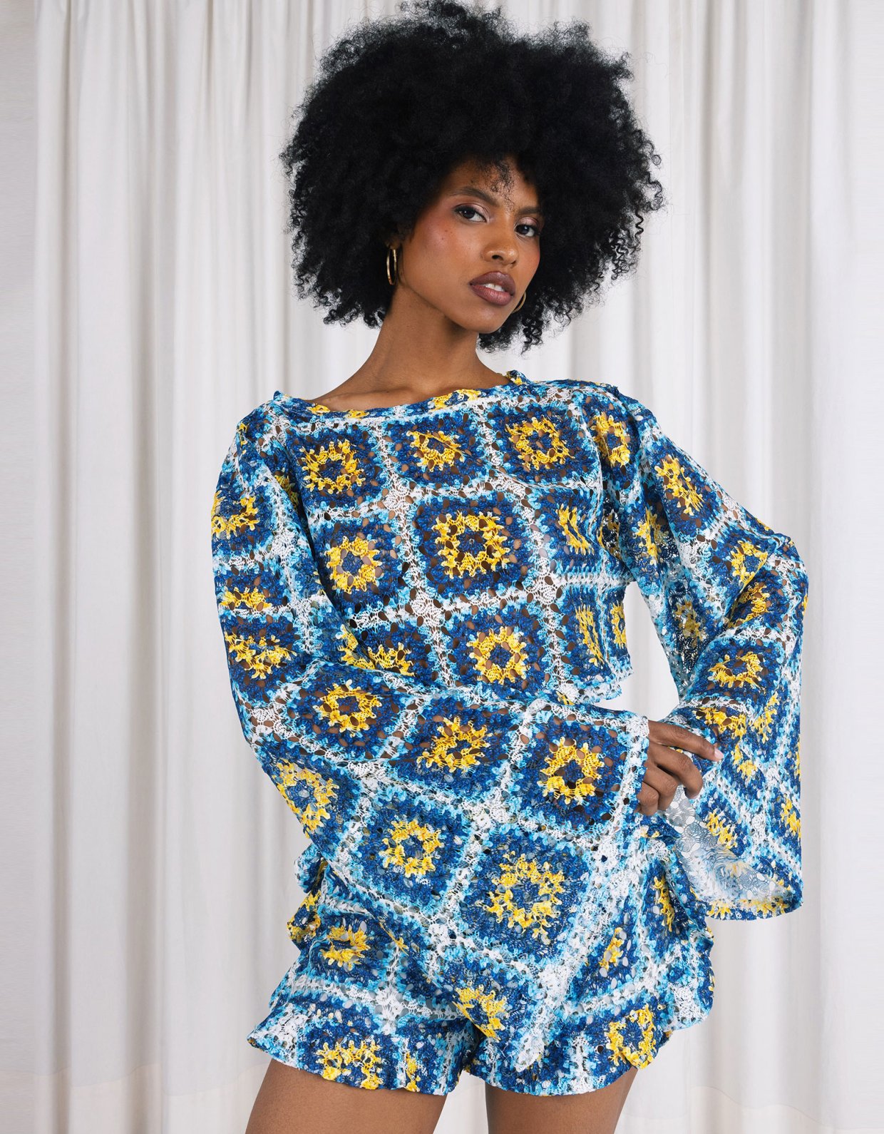 Abstracto Aqua knitted top