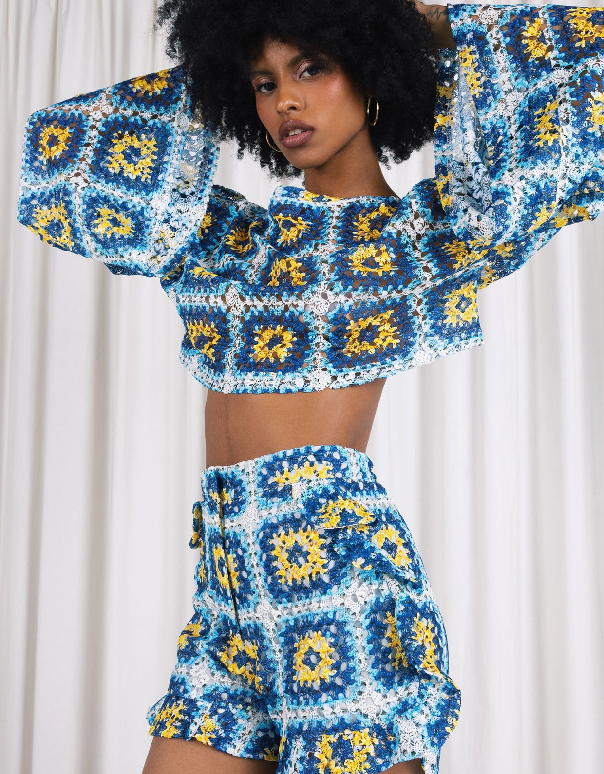 Abstracto Aqua knitted top