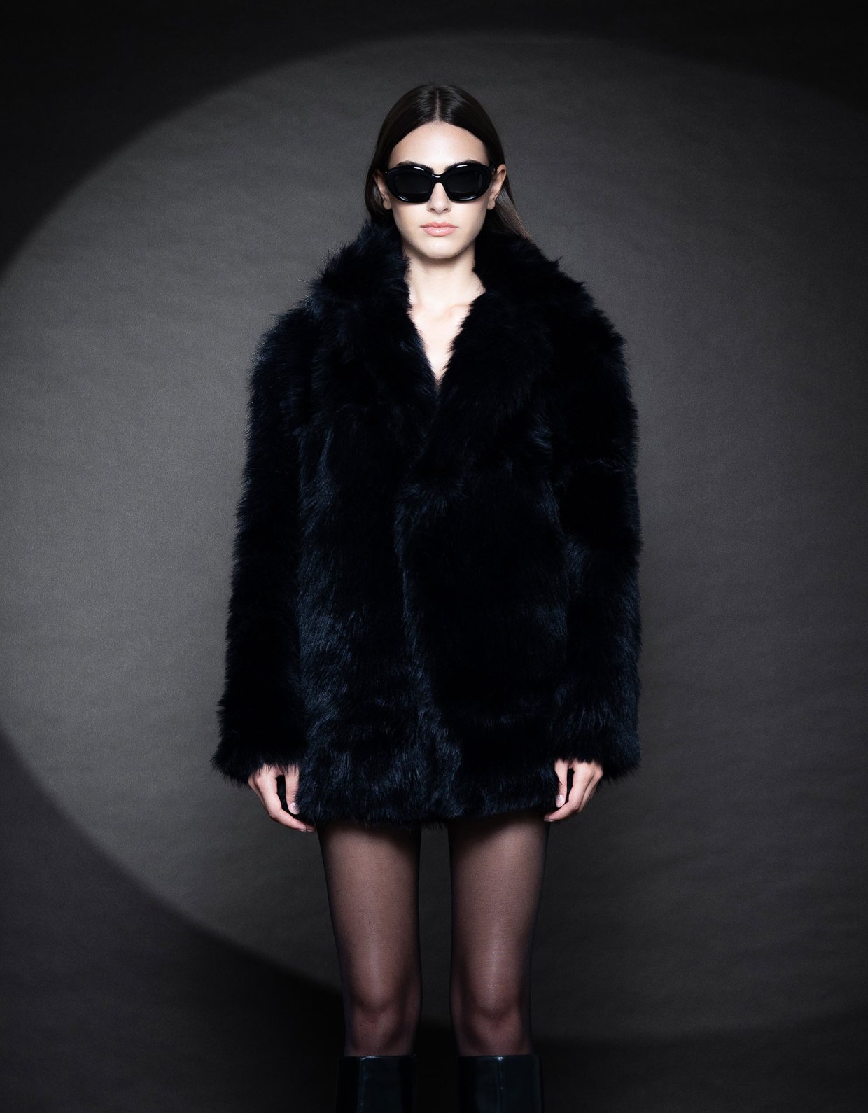 Foreveryoung Iman faux fur coat black