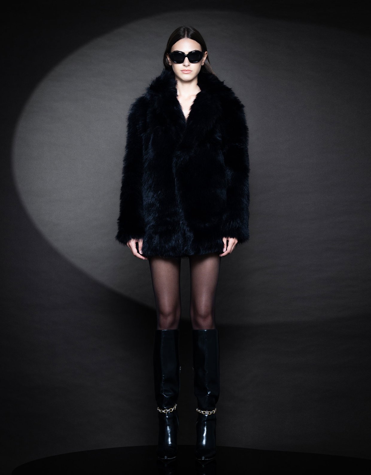 Foreveryoung Iman faux fur coat black