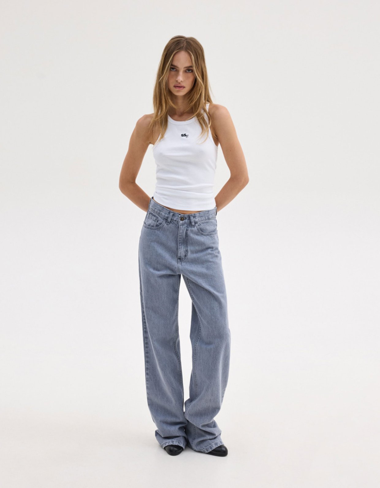 Sunset go Jane SSG tank top white