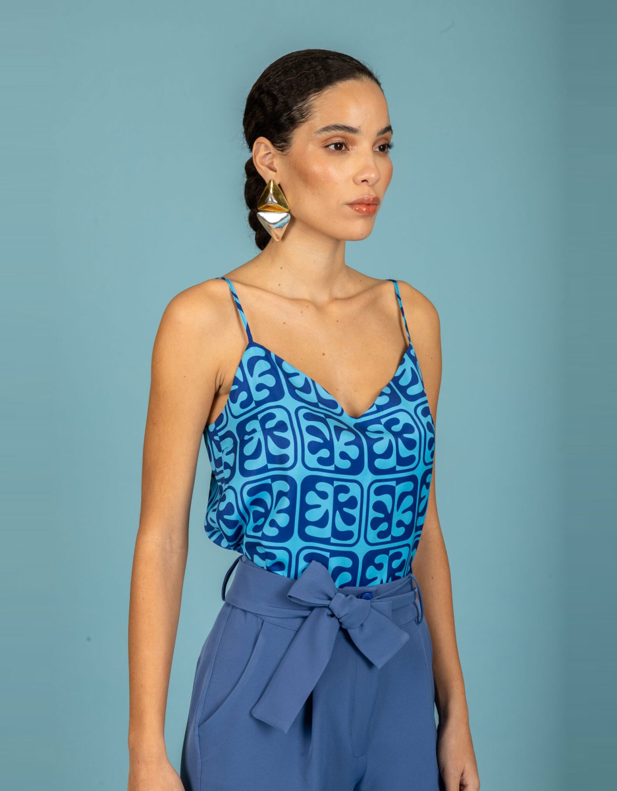 Chaton Javier satin top ciel