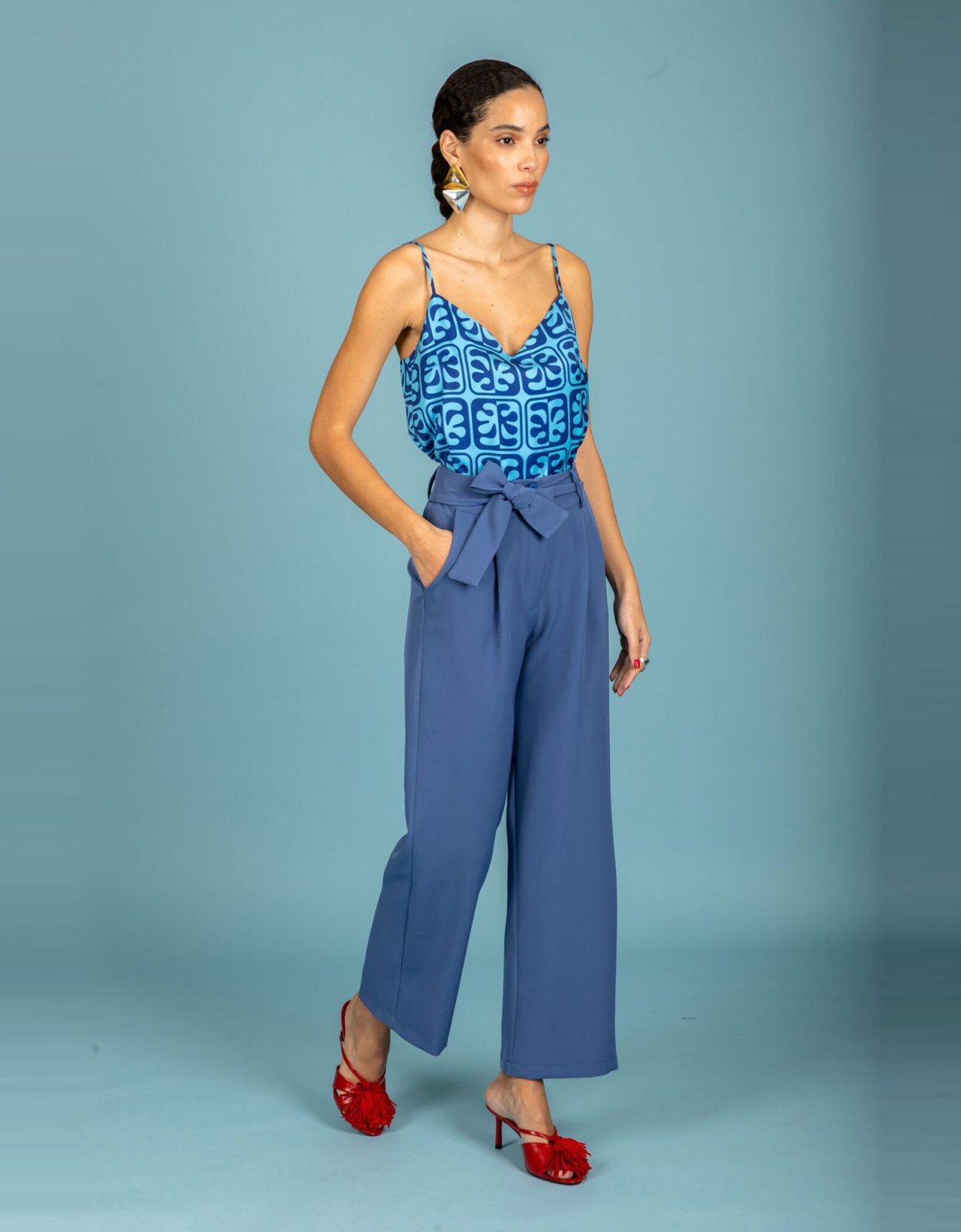 Chaton Javier satin top ciel