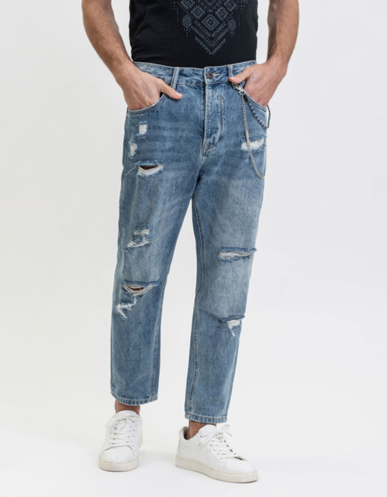 Gianni Lupo Mike carrot cropped denim pants