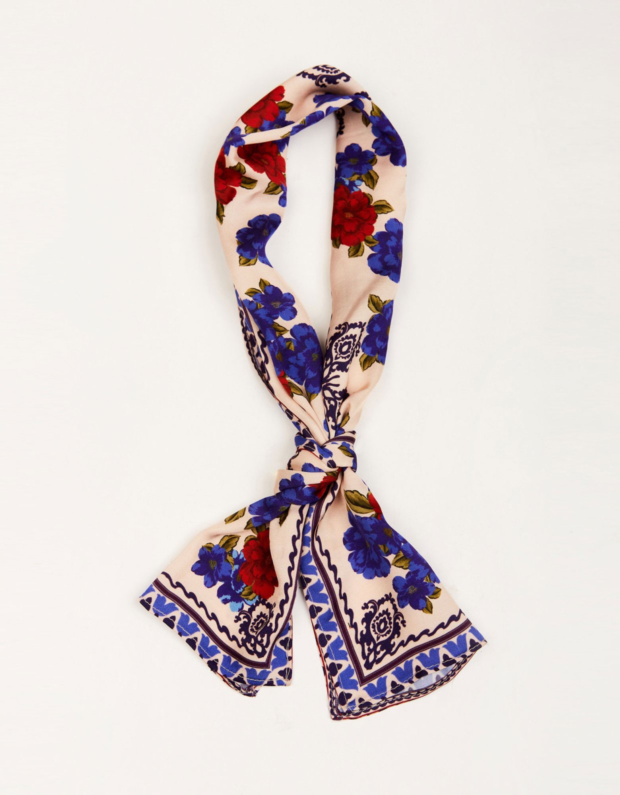 Nadia Rapti Floral fiction small scarf black