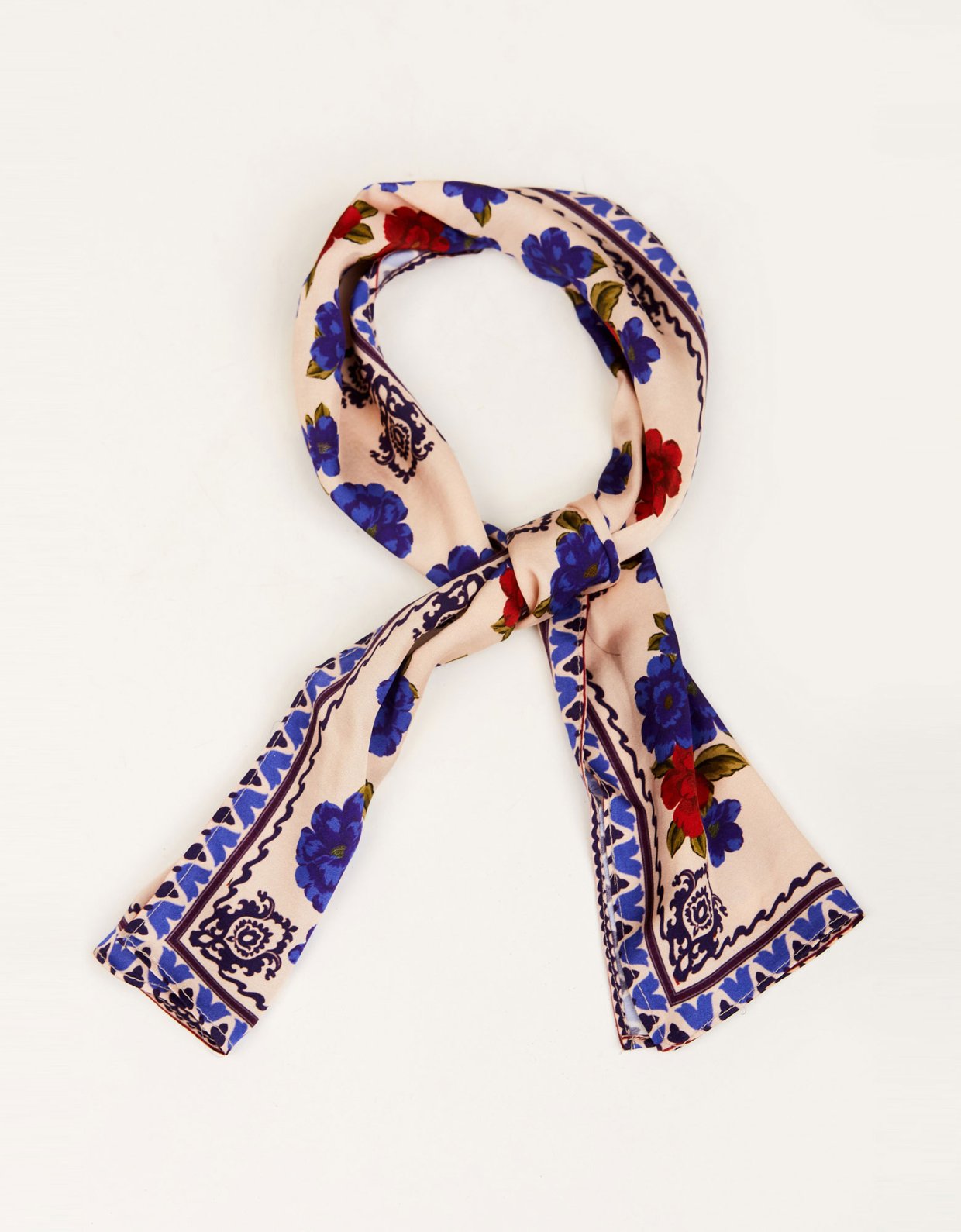 Nadia Rapti Floral fiction small scarf black