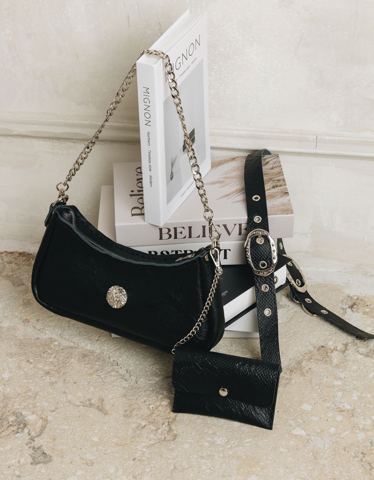 Individual Art Leather Kashmir bag black nickel
