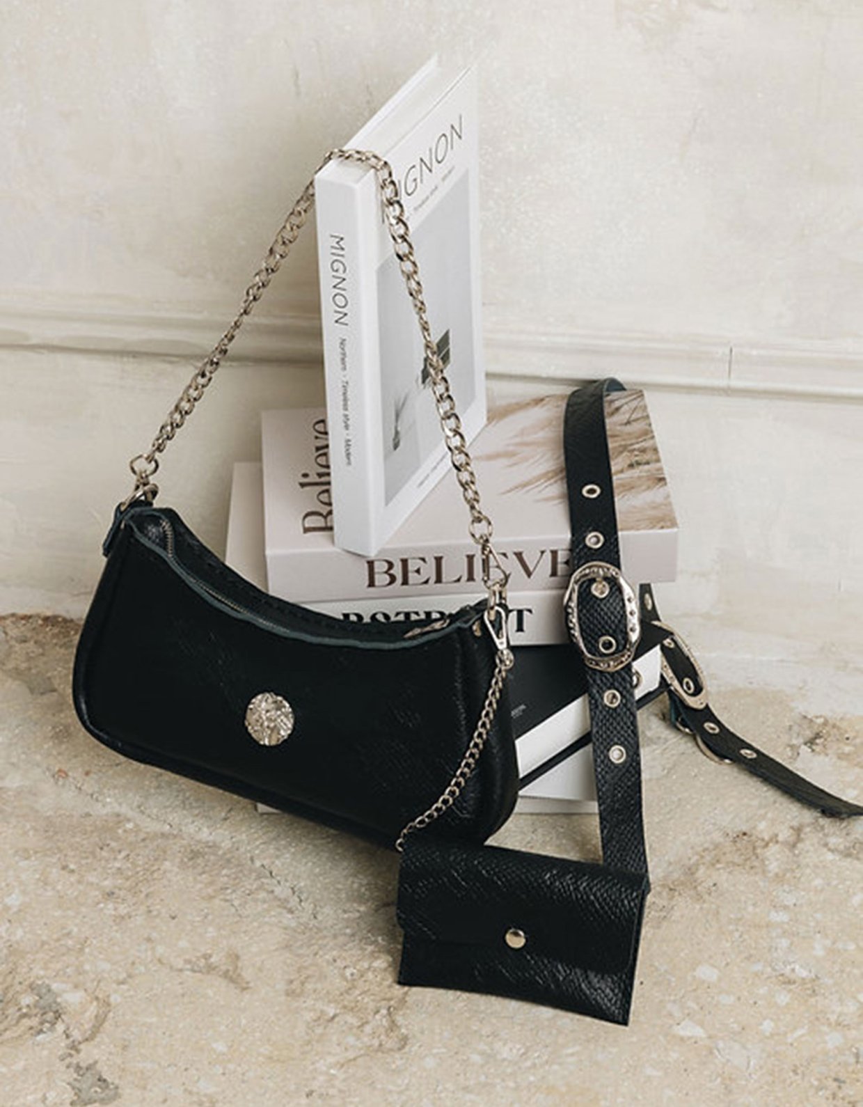 Individual Art Leather Kashmir bag black-nickel