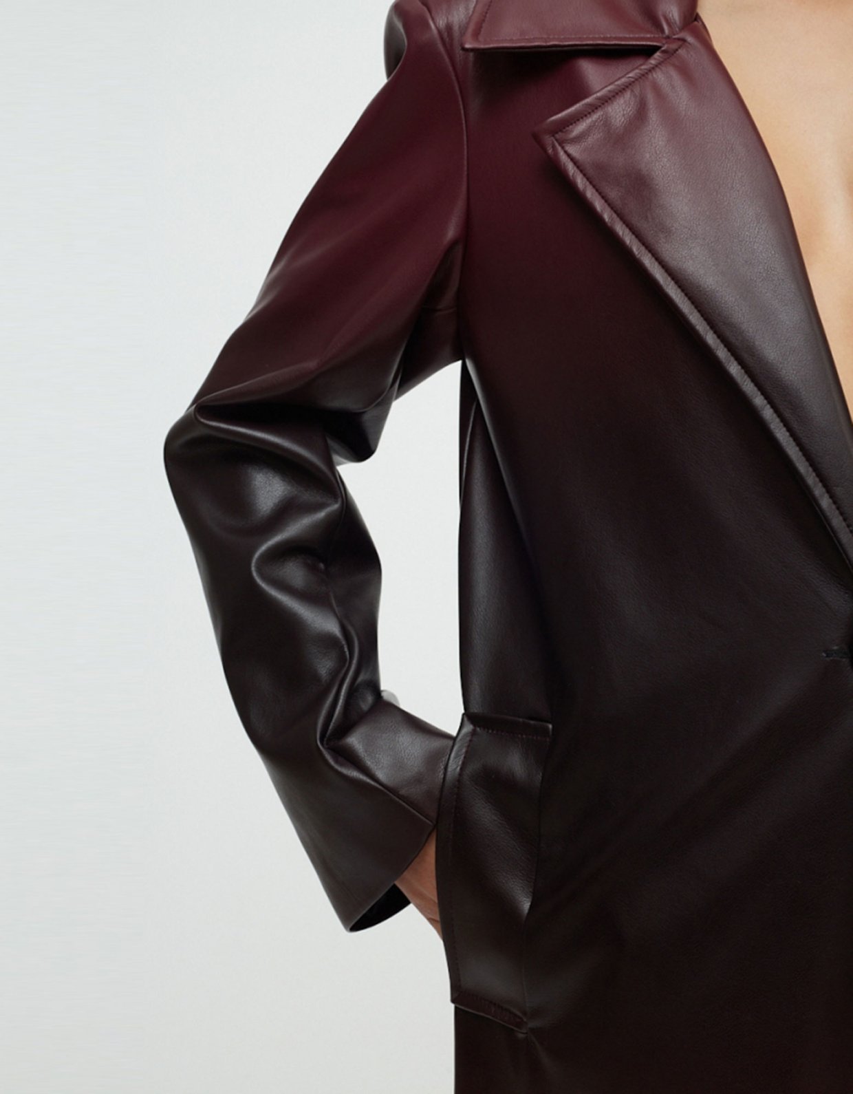 Sunset go Kir royale leather coat black & burgundy gradient