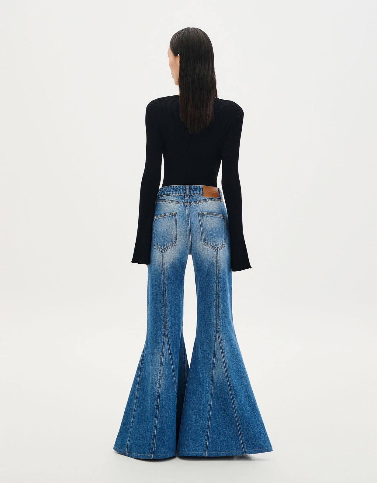 Combos Knitwear Knitted blouse ruffled sleeves black