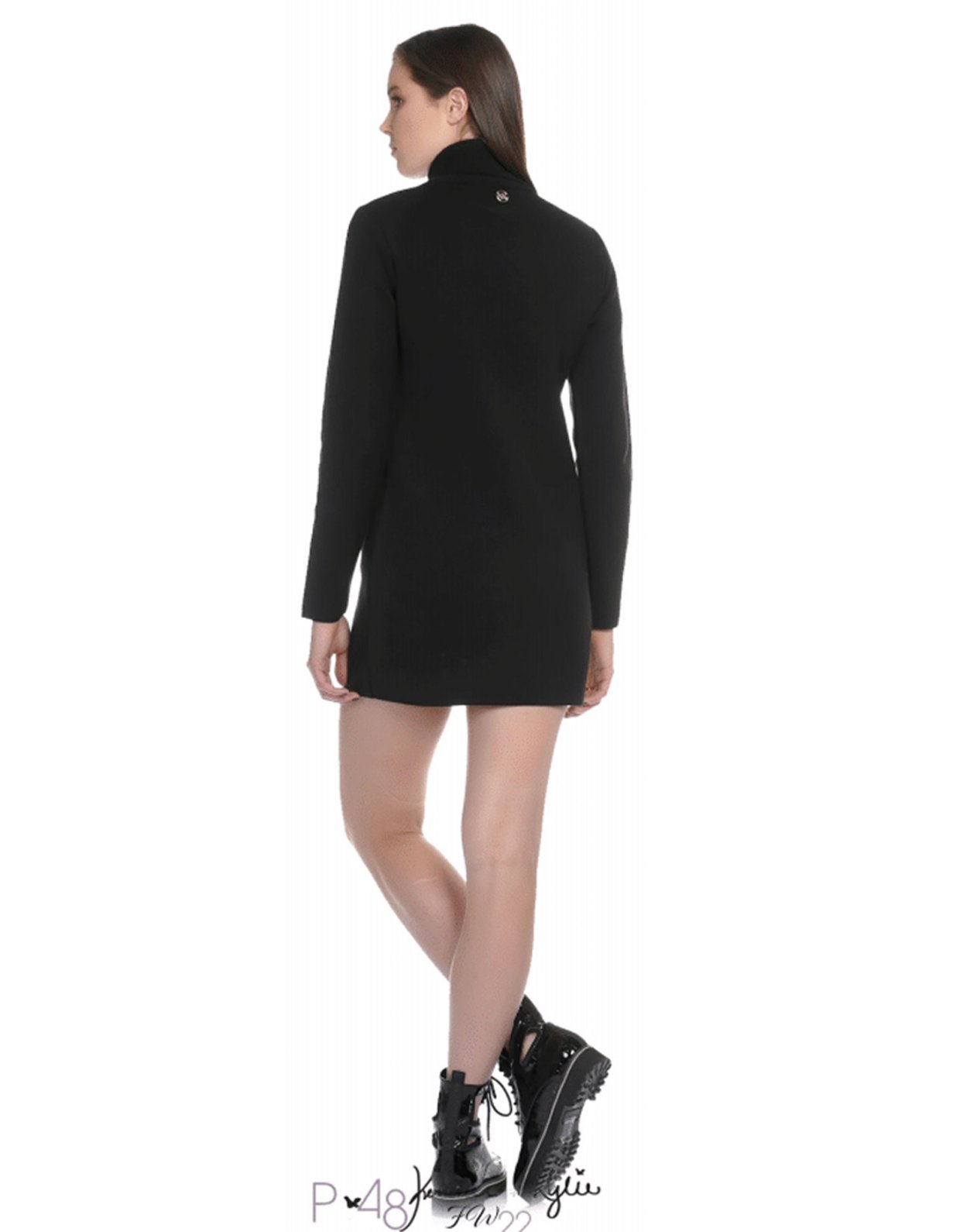 Kendall + Kylie Goth logo turtleneck knit dress black