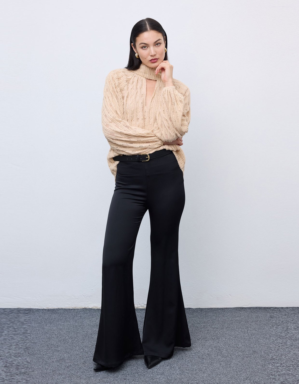 Ciel Concept Lace knit romantic blouse cream